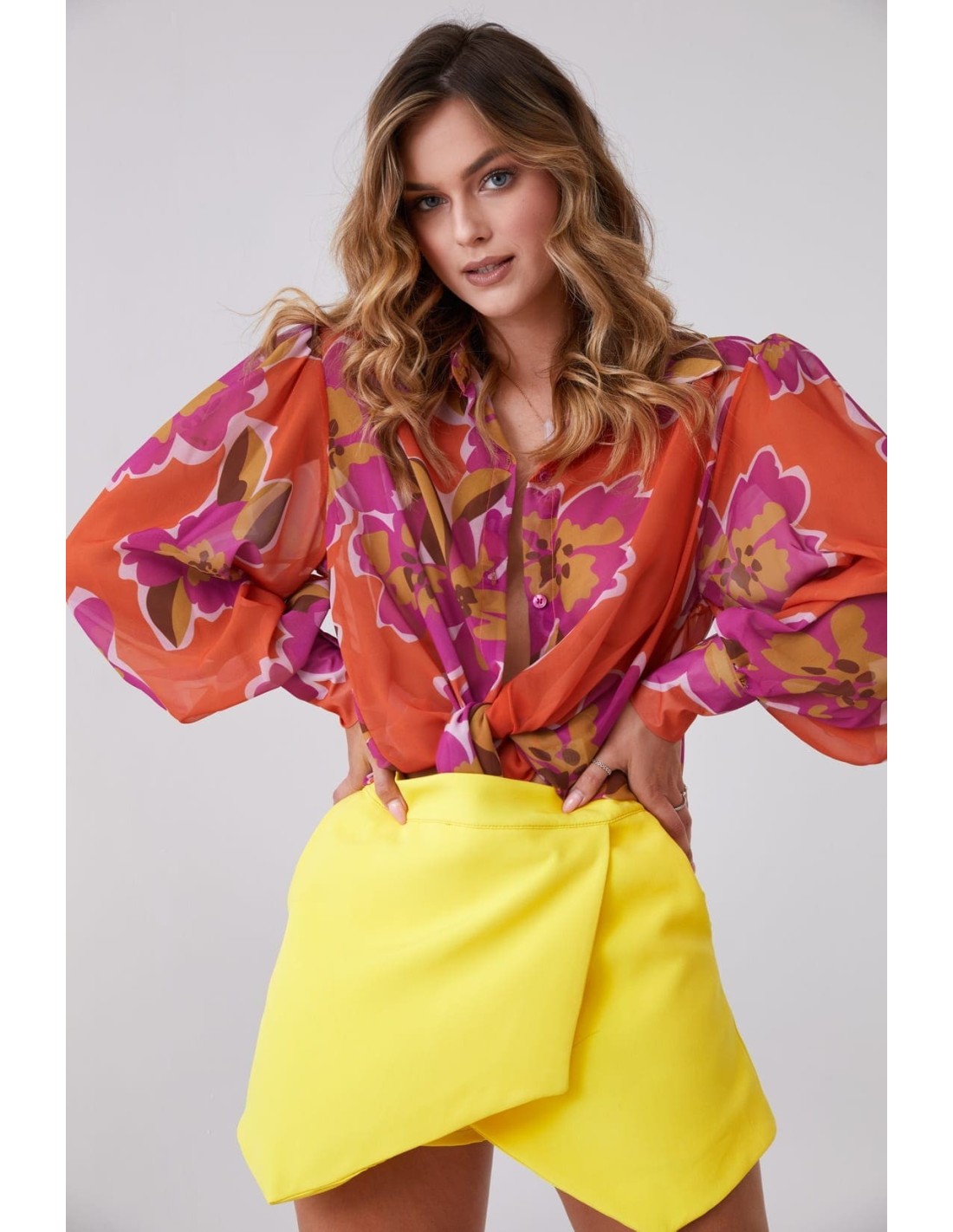 Elegant wrap skirt and shorts, yellow 16228 - Online store - Boutique